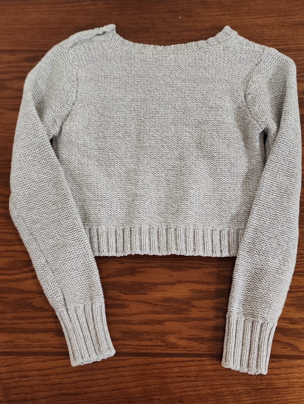 Cherokee Target Gray Cable Knit Crop Sweater Girls Size Large 10-12 Excellent - Picture 4 of 9